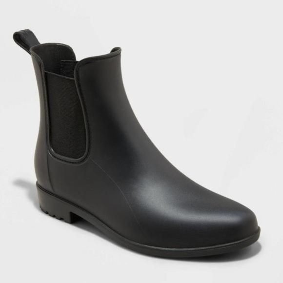 a new day Shoes - Womens Chelsea Ankle Rain Boots Waterproof Pull On A New Day Black